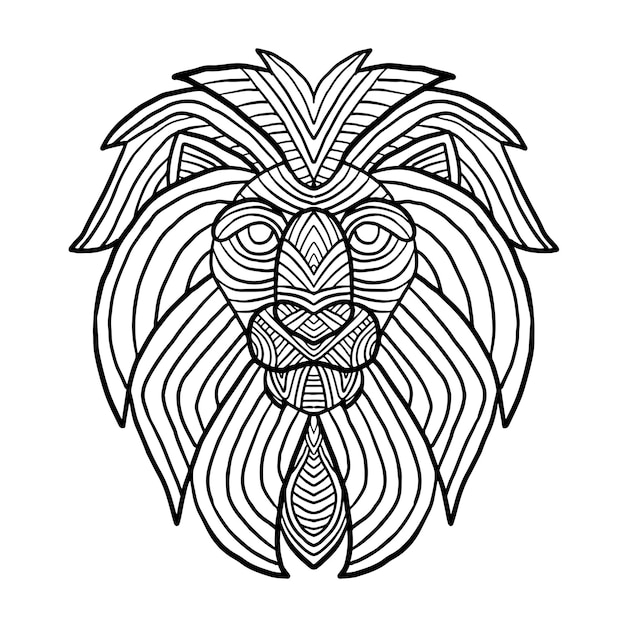 Premium vector lion animal head zen doodle coloring page