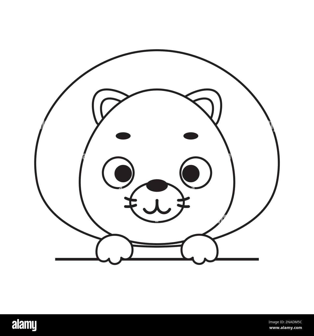 Coloring page cute little lion head coloring book for kids edulionional activity for preschool years kids and toddlers with cute animal vector stoc stock vector image art