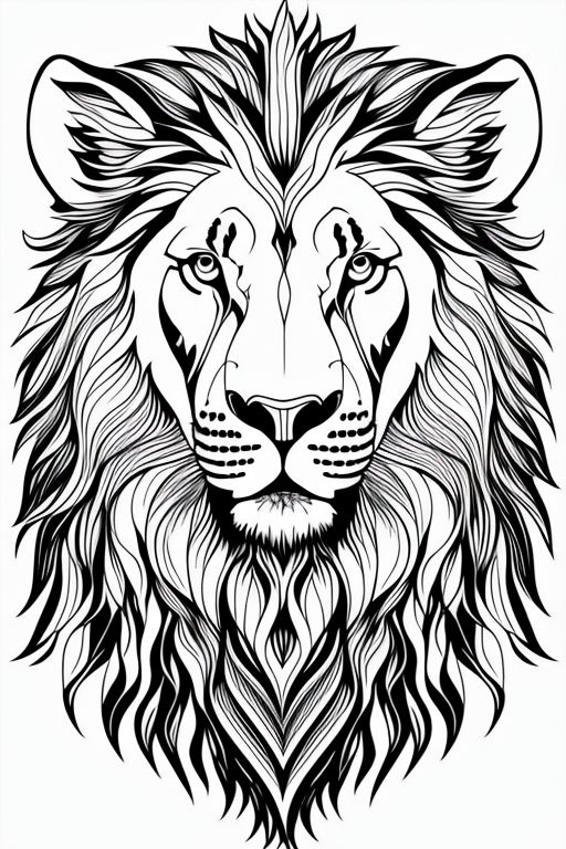 Hannalux clean coloring book page of a lion black and white minimalist fine art lineart