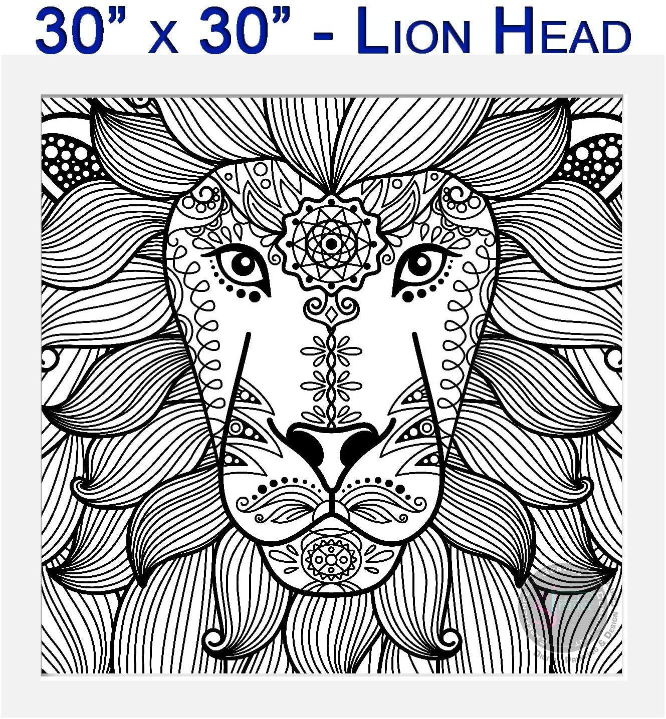 Buy lion head mandala coloring posters from sjprinter store