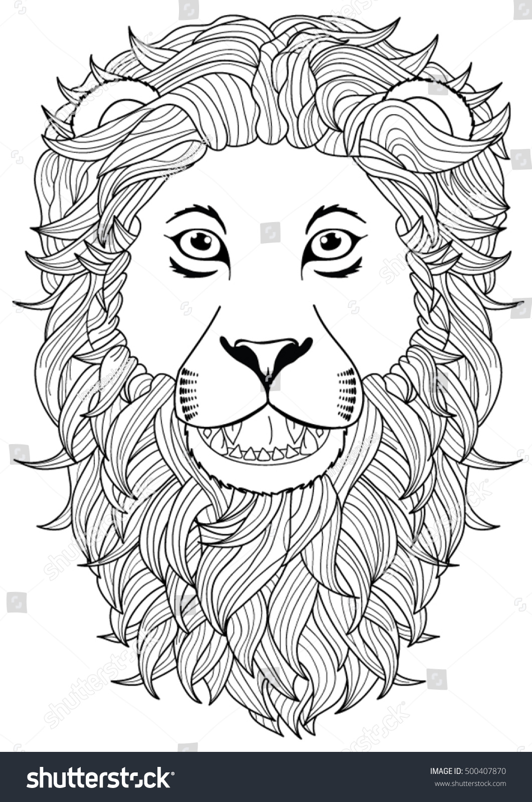 Lion head coloring page stock vector royalty free