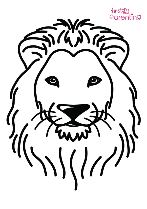 Lion portrait coloring page for kids