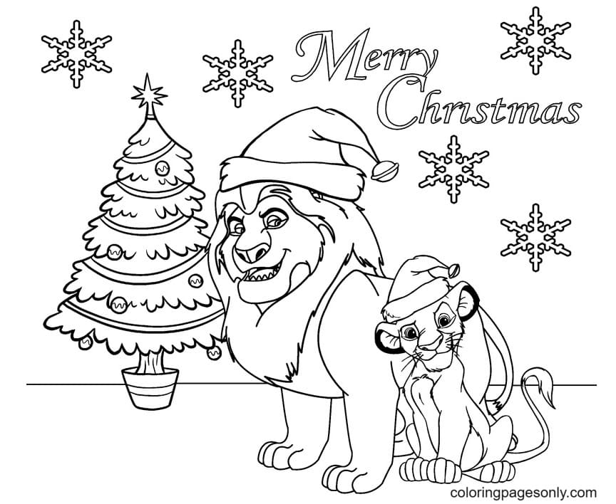 Lion king christmas coloring page