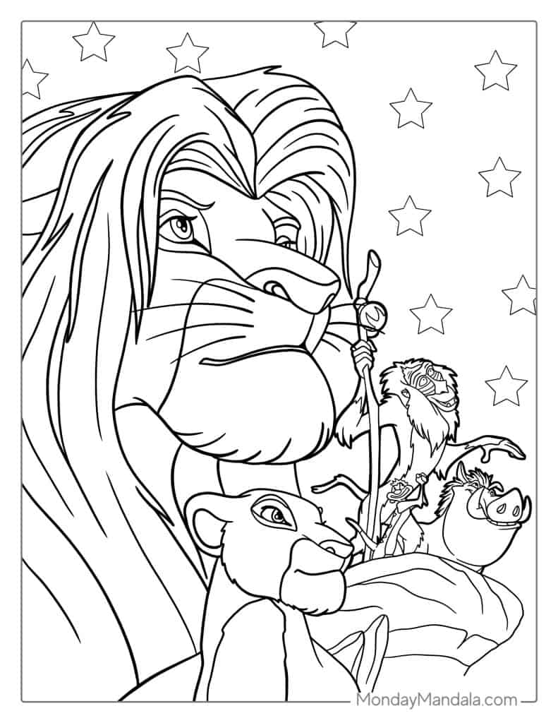 Lion king coloring pages free pdf printables