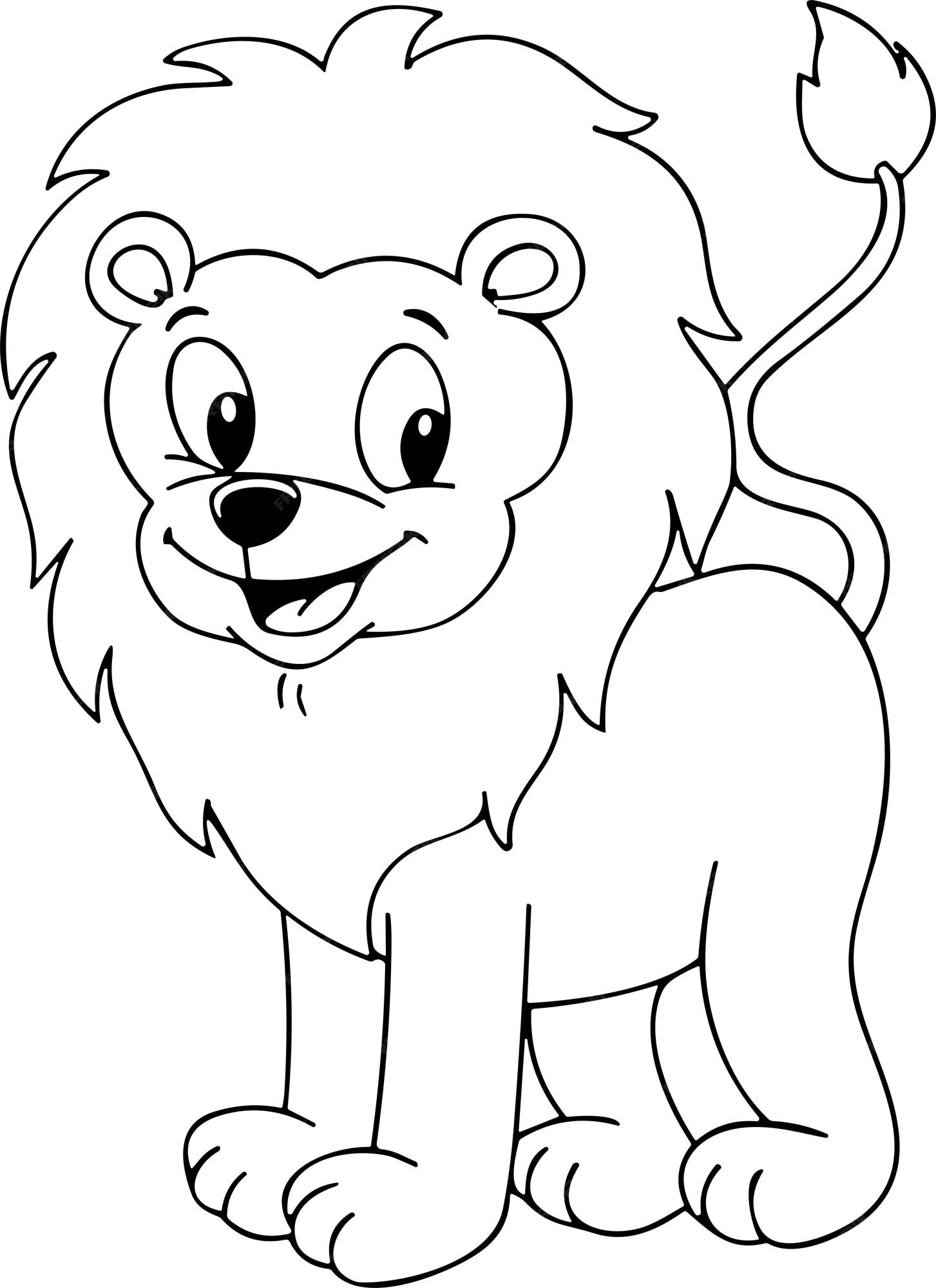 Premium vector lion king coloring page
