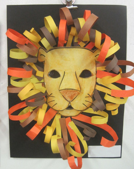 Inspired class construction paper lion heads