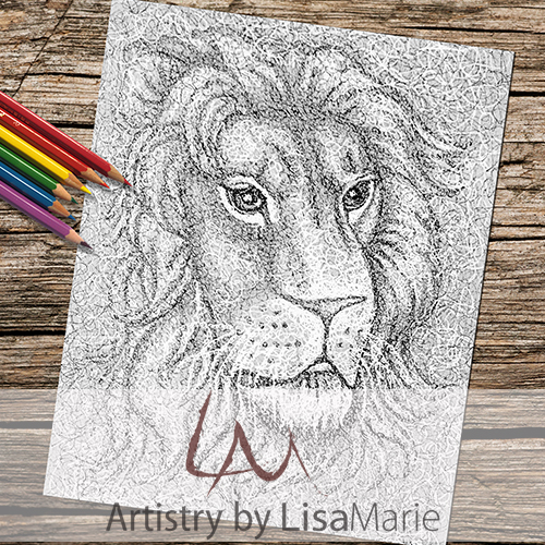 Lion doodle printable coloring book page â artistry by lisa marie