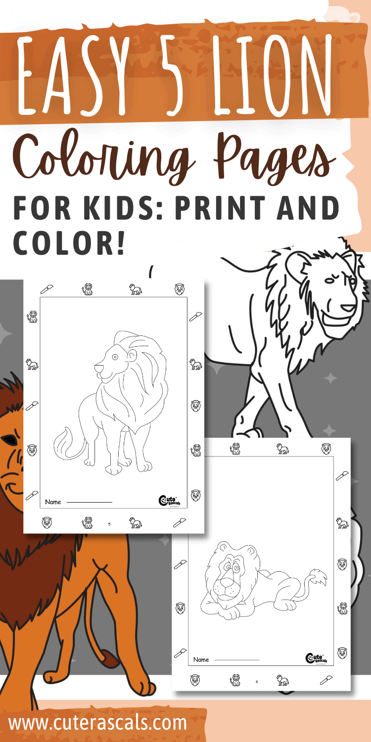 Easy lion coloring pages for kids print and color