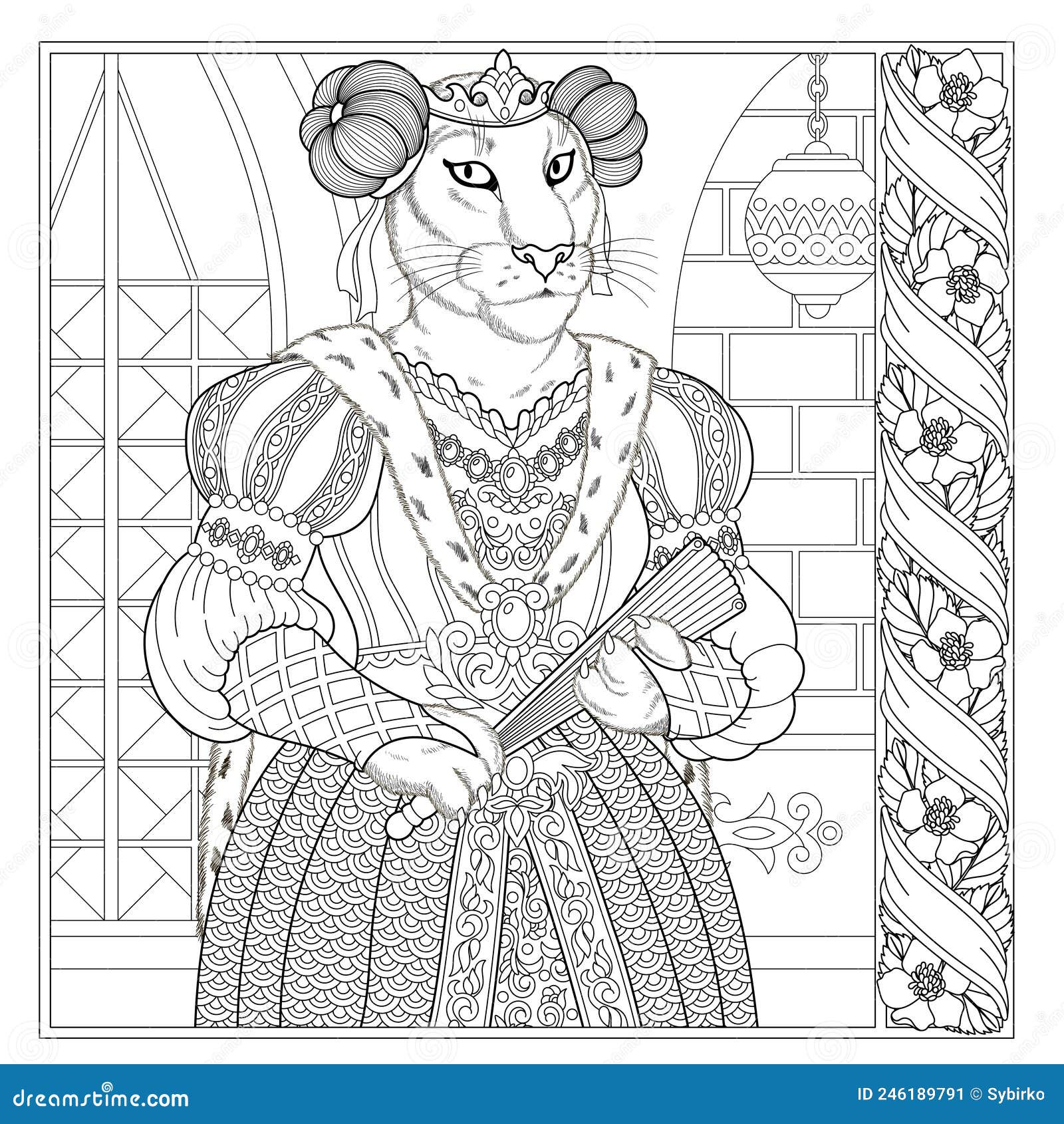 Lioness coloring page stock vector illustration of adult