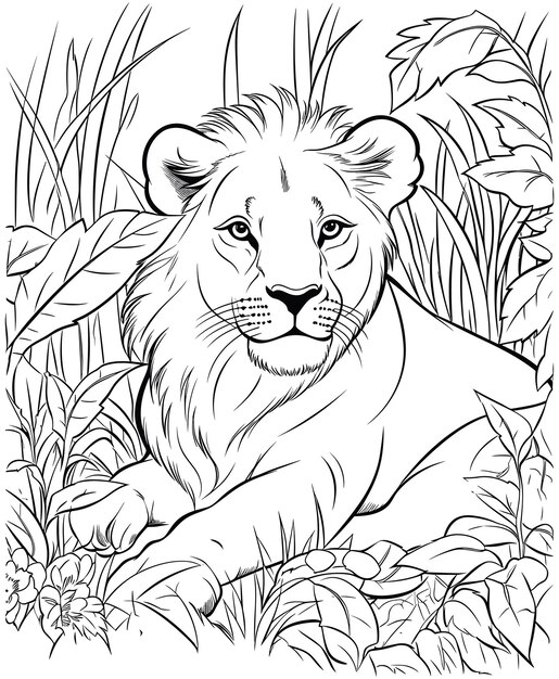 Premium vector lion coloring pages for adults