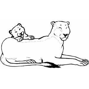 Lioness and club coloring page