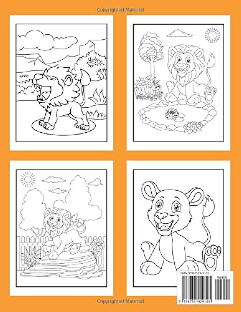Lion coloring book for kids ages