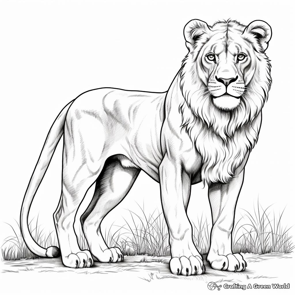 Realistic lion coloring pages