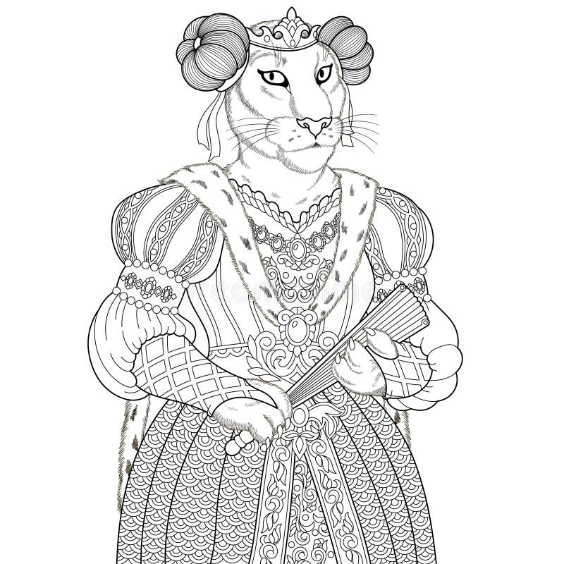 Lioness coloring book page stock vector illustration of animal