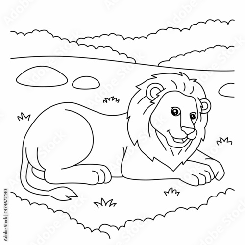 Lion coloring page for kids vector