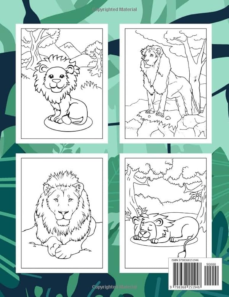 Lion coloring book for kids amazing lions designs for children boys and girls ages
