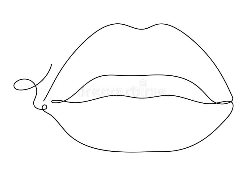 Endless lip drawing lips isolated on a white background contour simple drawing for your design stock vector