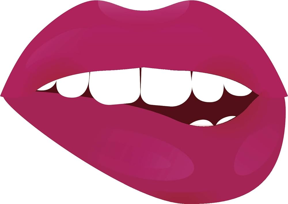 Beautiful sexy luscious lipstick lip rtoon emoji vinyl sticker lip bite dels magnets bumper stickers