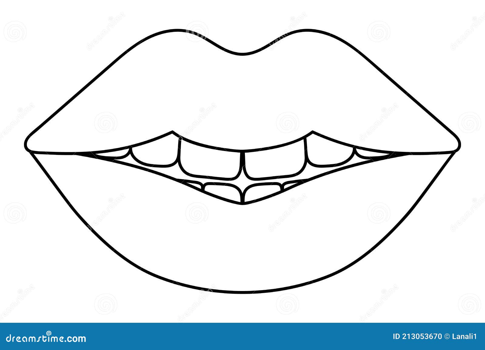 Plump lips sketch the seductive mouth is slightly open vector illustration coloring book for children valentines day stock vector