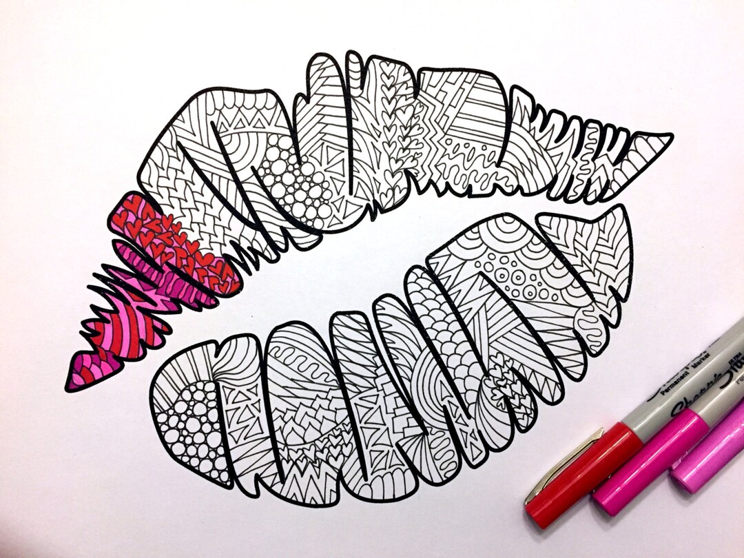 Kiss mark pdf coloring page