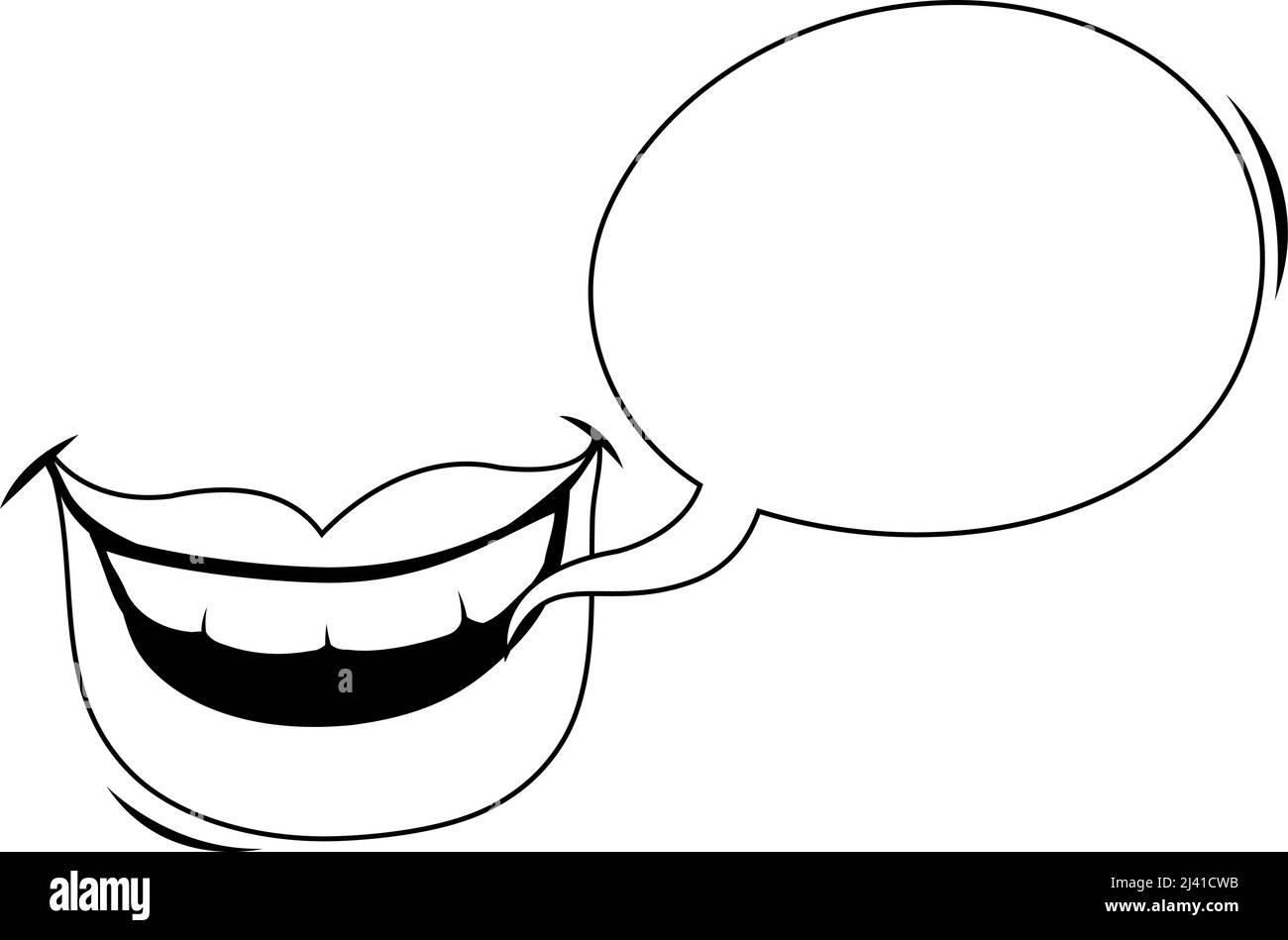 Female lips with speech bubble vector black and white coloring page stock vector image art