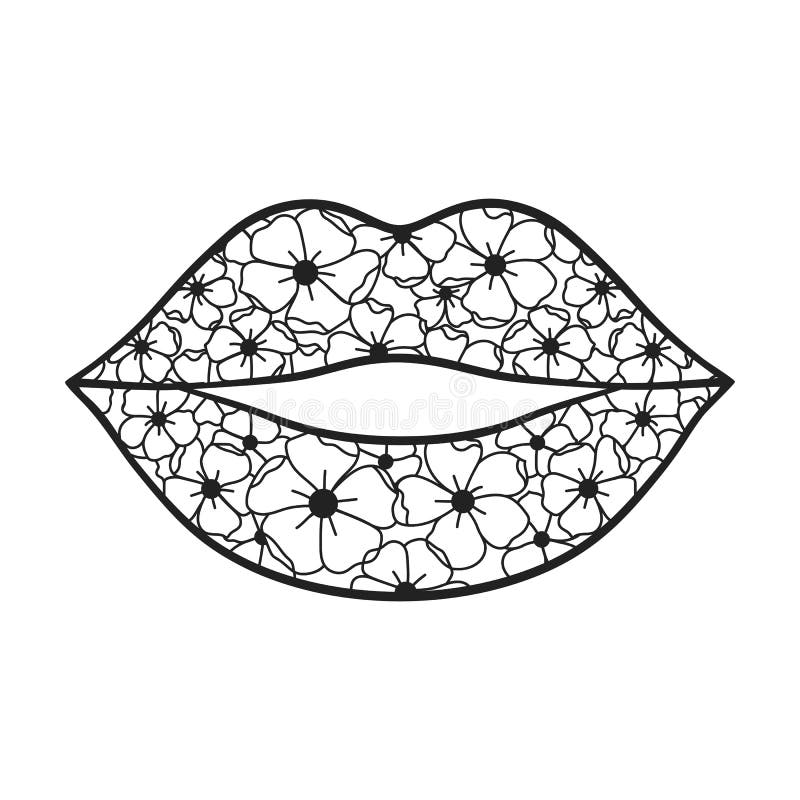 Vector lips floral female lips icon lips print for t