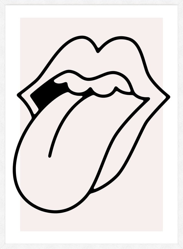 Rock lips tongue black and white print â