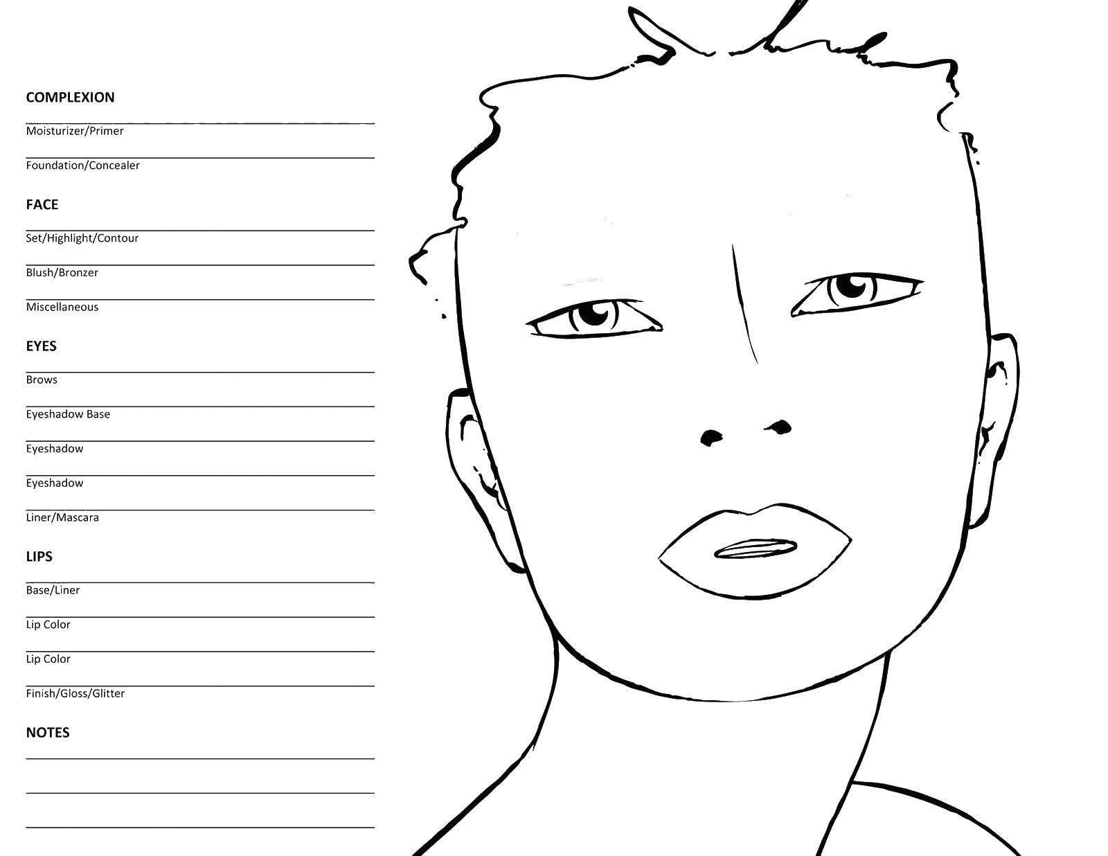 Online coloring pages coloring page head makeup download print coloring page