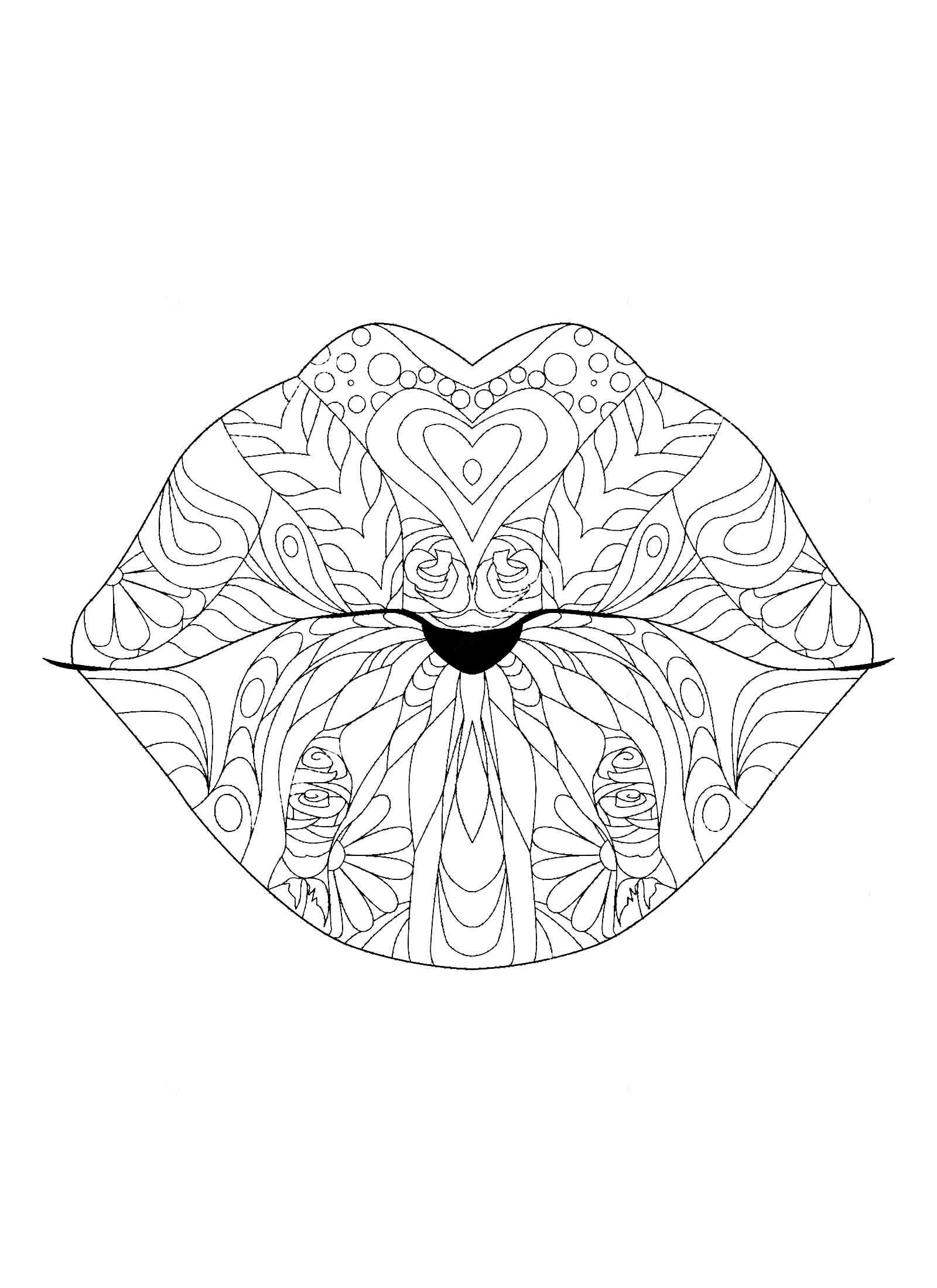 Lips coloring pages for adults