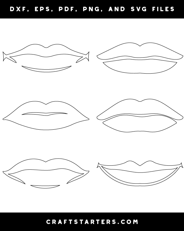 Male lips outline patterns dfx eps pdf png and svg cut files