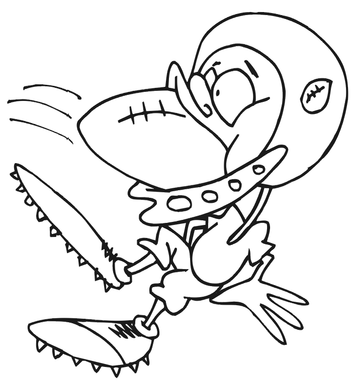 Football coloring picture football in mouth