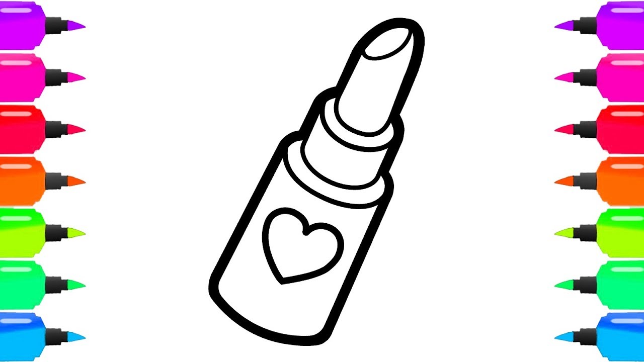 How to draw lipstick cute handbag nail polish and lips coloring page