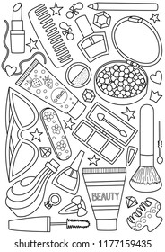 Stock vektor âantistress doodle coloring book page cosmeticâ bez autorskãch poplatkå