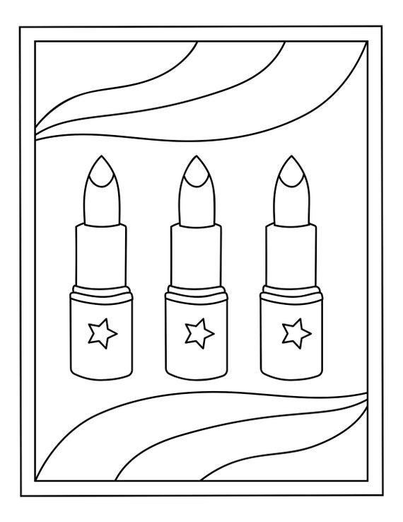 Printable lipstick coloring pages instant download