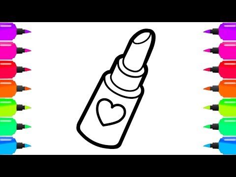 How to draw lipstick for kids cute handbag nail polish and lips coloring page for kids drawinâ how to draw lipstick coloring pages for kids lipstick colors