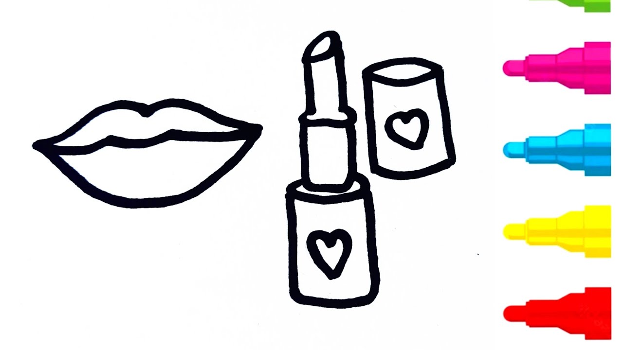 Draw lipstick and lipsdrawing and coloring for kidskids easy drawing and coloringlipstick drawing
