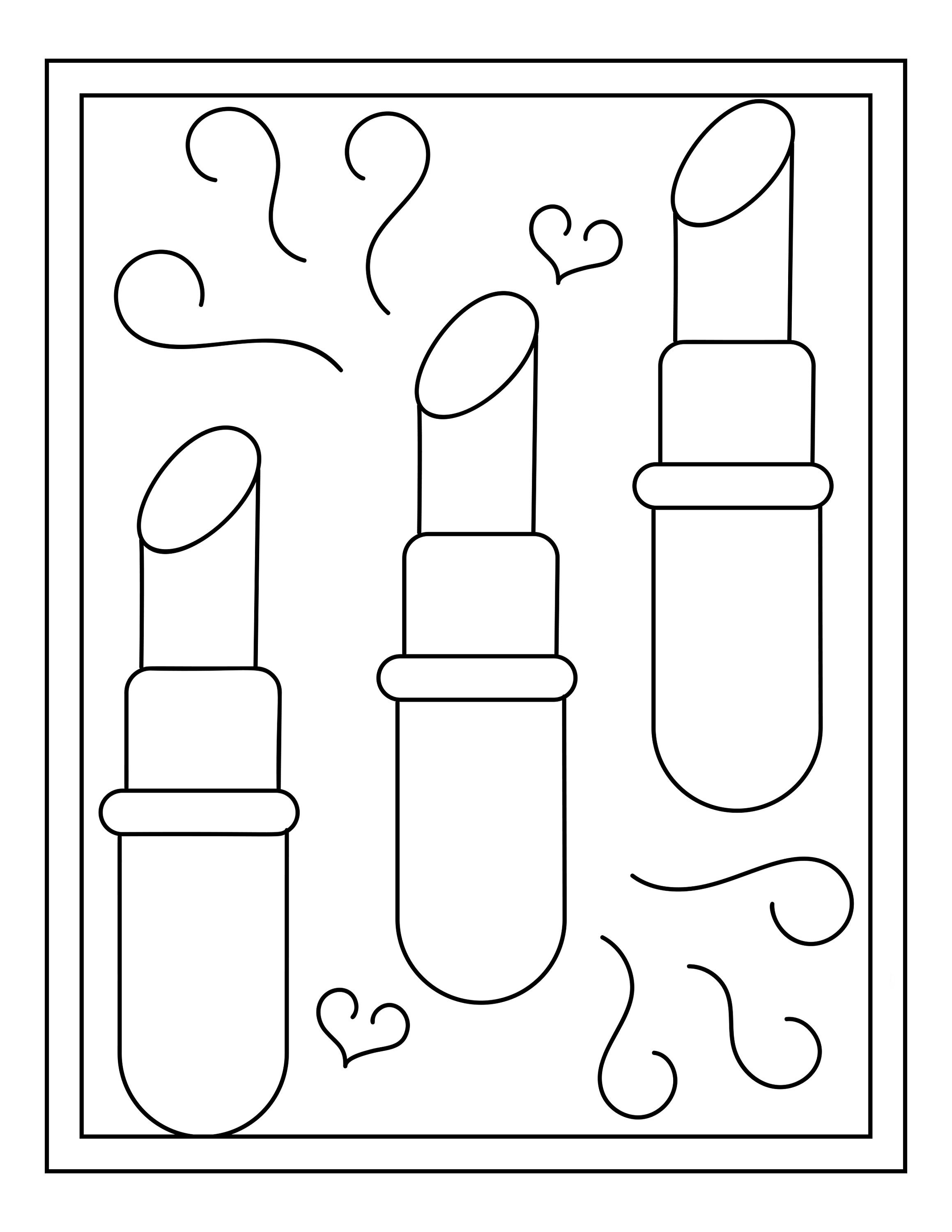 Printable lipstick coloring pages instant download