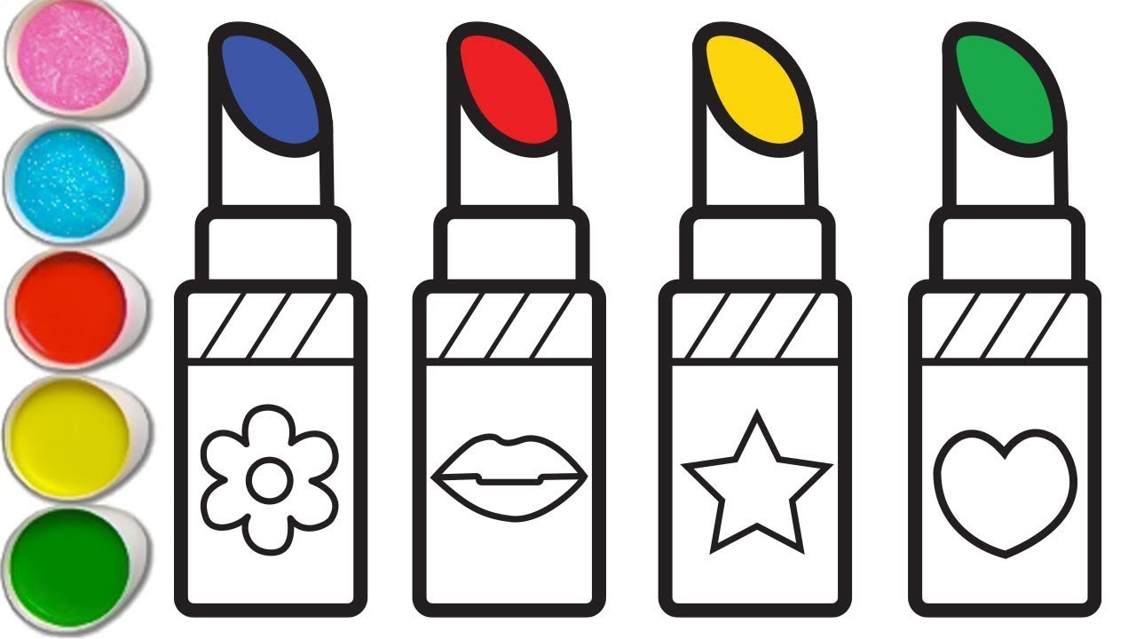 Lipstick drawing painting coloring how to draw lipstick