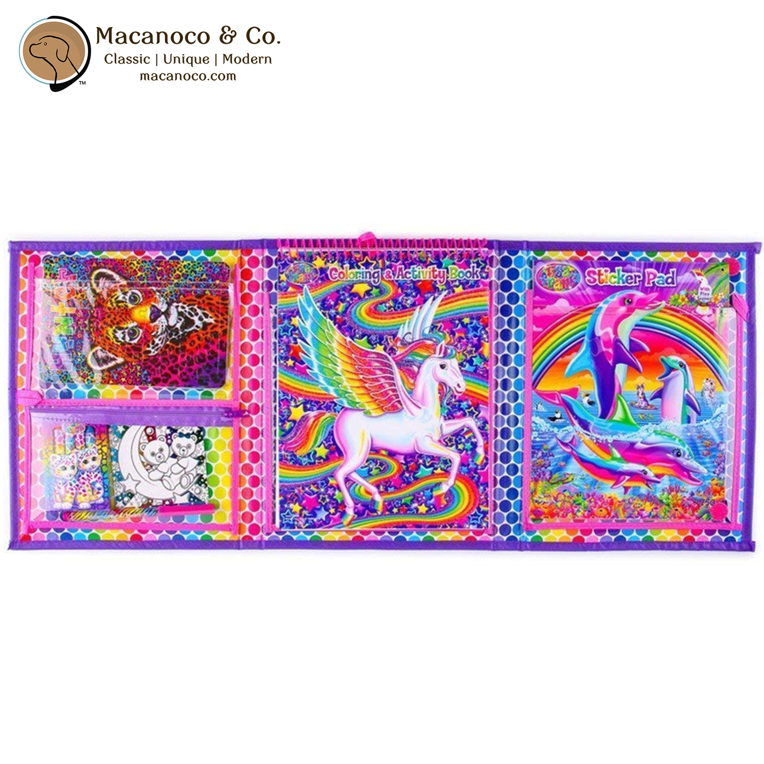 Lisa frank coloring activity set with fold out storage case