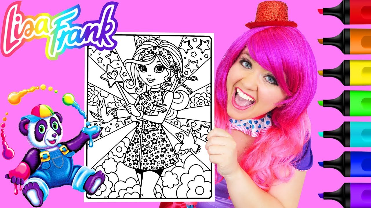Coloring lisa frank hippie girl rainbow coloring page prisacolor arkers kii the clown