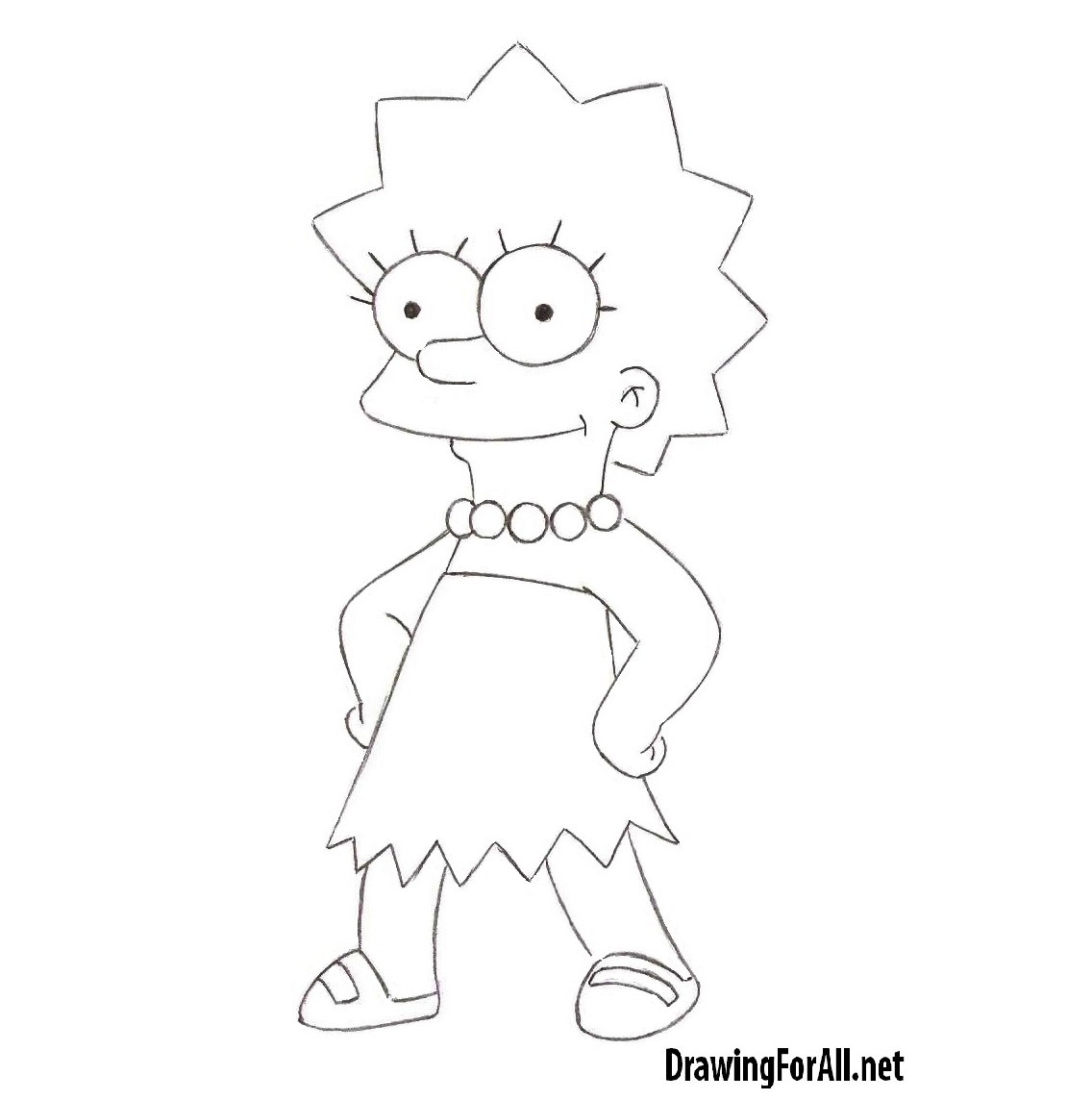 How to draw lisa simpson step by step