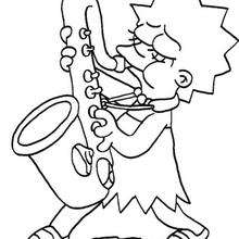 Lisa playing the saxophone coloring pages
