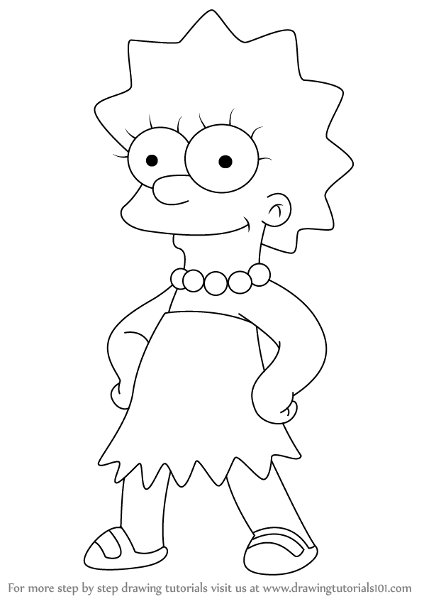 How to draw lisa simpson from the simpsons the simpsons step by step