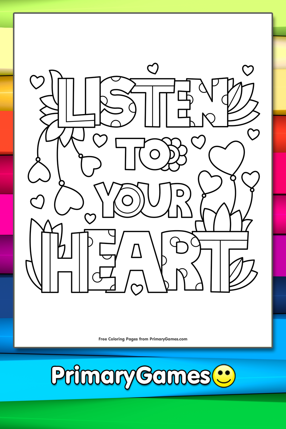 Listen to your heart coloring page â free printable pdf from