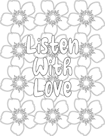 Premium vector affirmation coloring pages floral coloring pages for mindfulness and relaxation for kids and adults