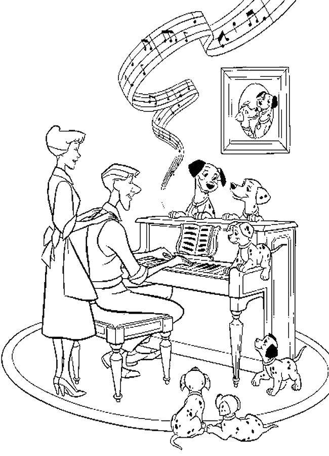 Online coloring pages coloring page dalmatians listen to the music disney coloring pages download print coloring page