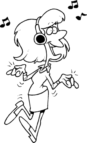 Woman listening to music coloring page