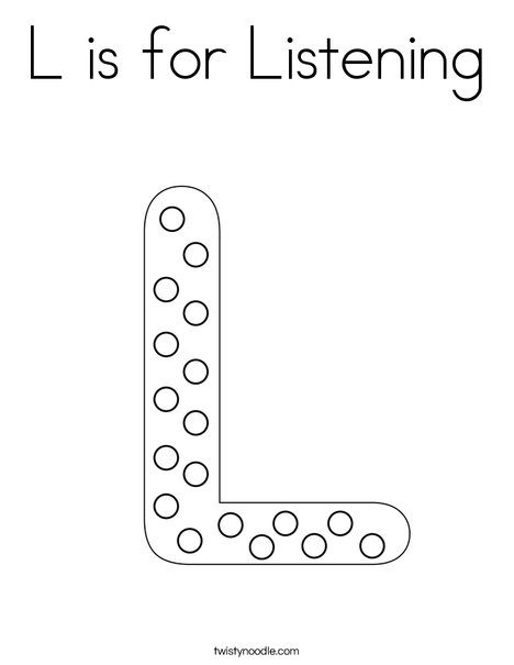 L is for listening coloring page