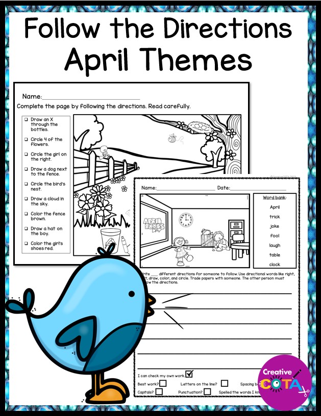 April following directions listening prehension skills coloring pages made by teachers
