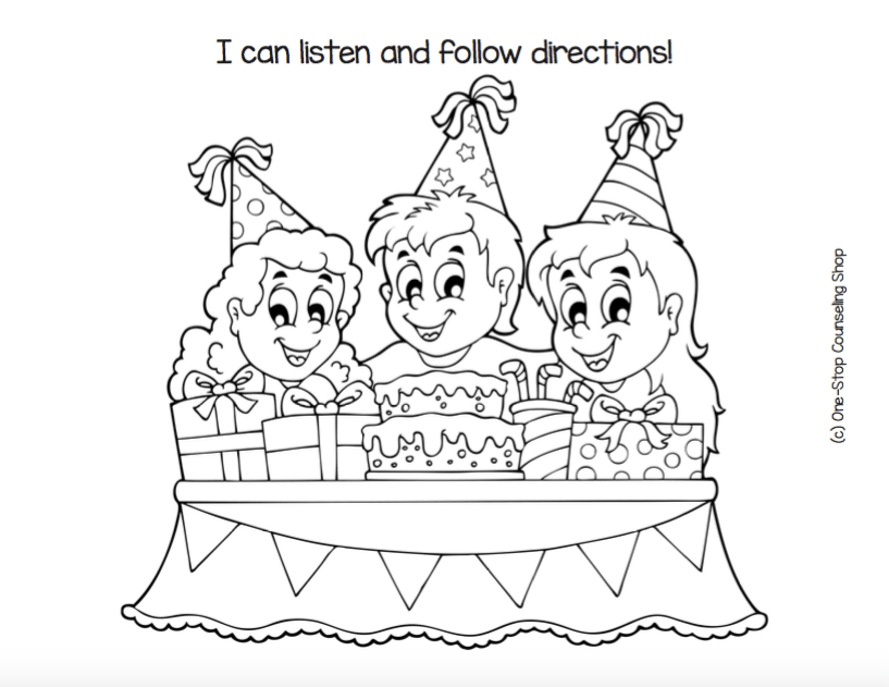 Listening following directions coloring activities â one